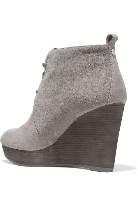 michael kors grey suede boots|Michael Kors low heel boots.